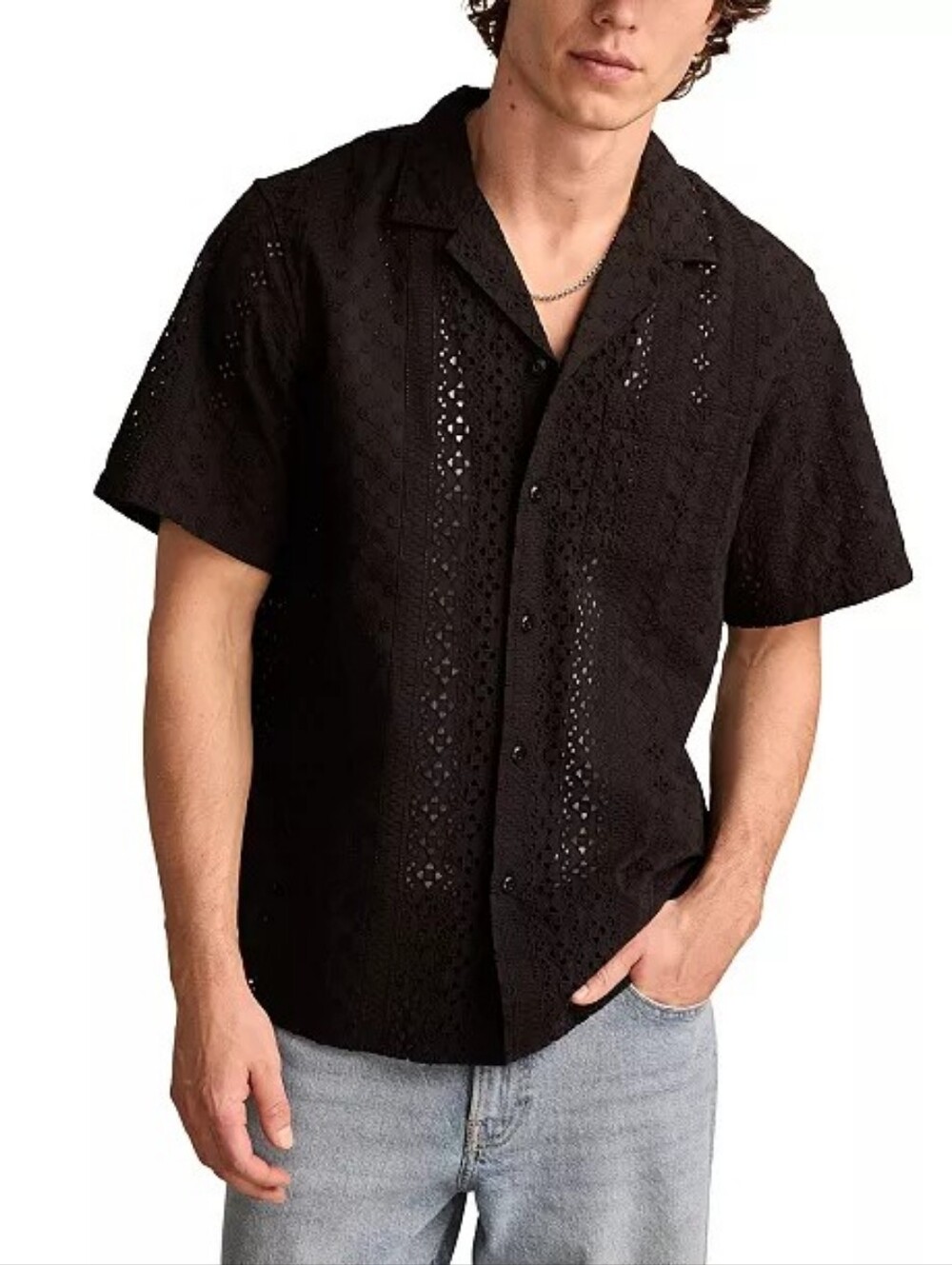 NWT XL Lucky Brand Black Eyelet Shirt
